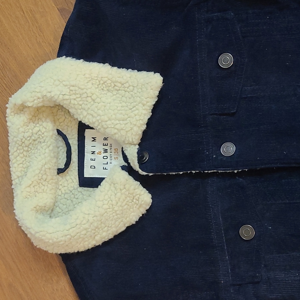 Blue corduroy sherpa lined jacket